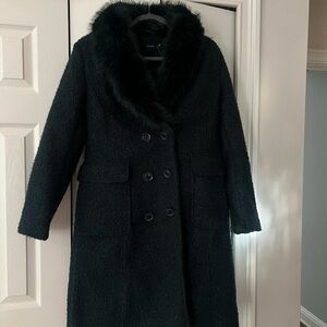 Women's Black Faux Fur Collar Coat